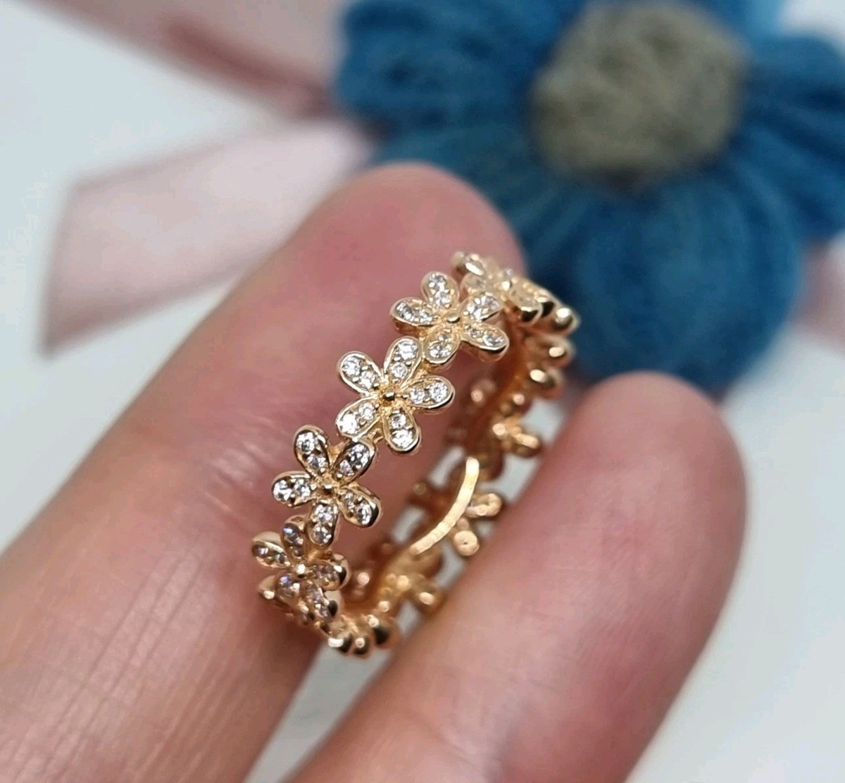 NEW BOXED Genuine Pandora Rose Gold Daisy Flower Ring Size 54