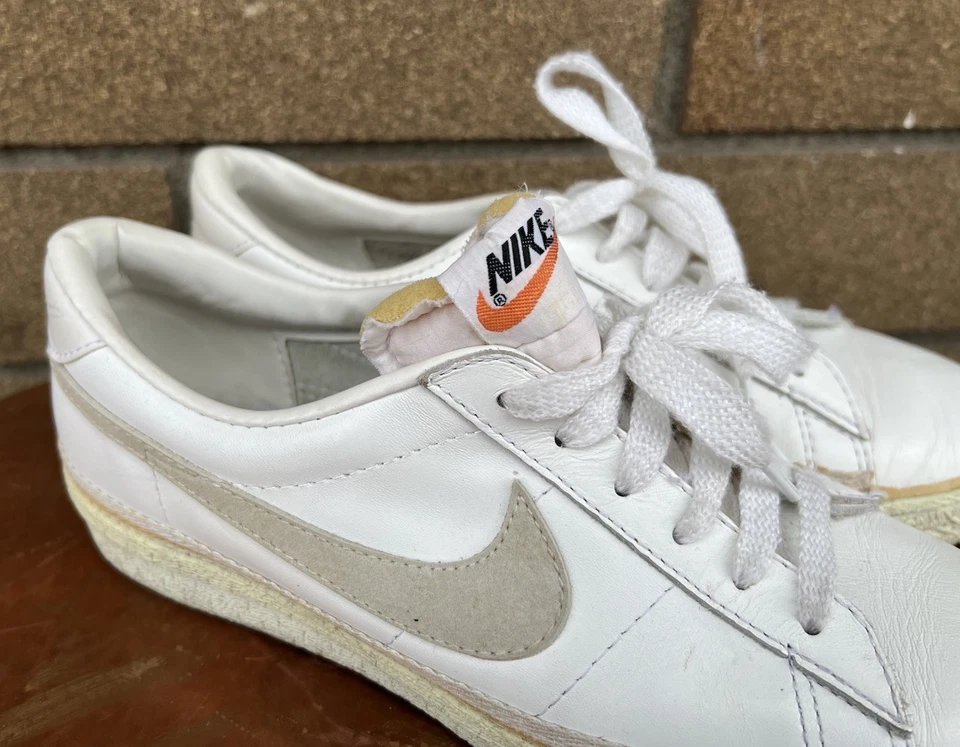 De colección 1980 Nike Bruin Low Naranja Swoosh Blanco Gris Cuero Tenis 8 Marty Mcfly Foto 2 de 4