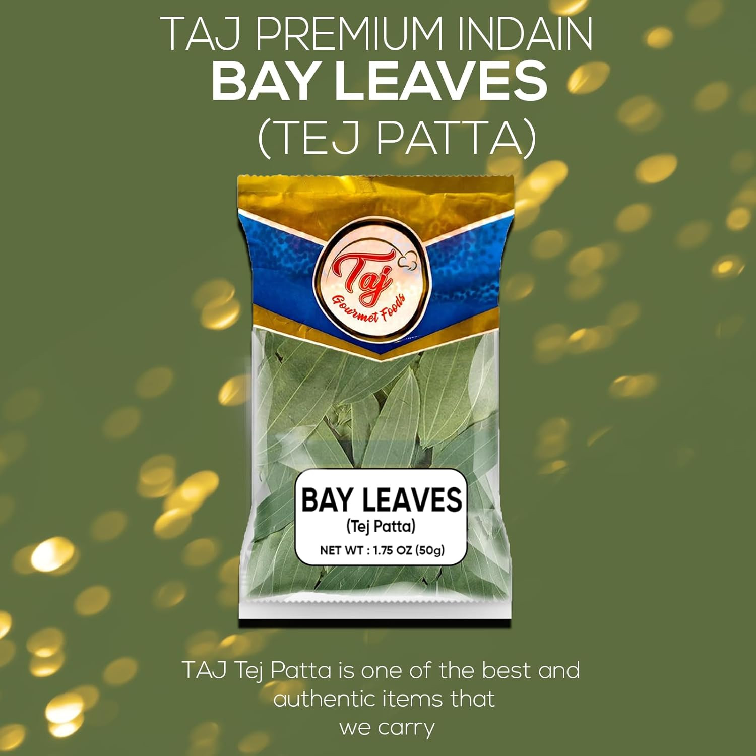 TAJ Bay Leaves, Large Whole Bay Leaf (Tej Patta), 1.75Oz (50G)