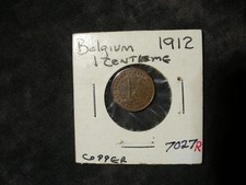 Belgium 1912 1 Centime Copper Coin