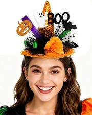 Halloween Witch Hat Headband Ghost Boo Fascinator for Women Pumpkin Headband ...