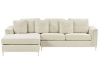 Modernes Ecksofa Polsterbezug 3 Zierkissen Beige Rechtsseitig Oslo