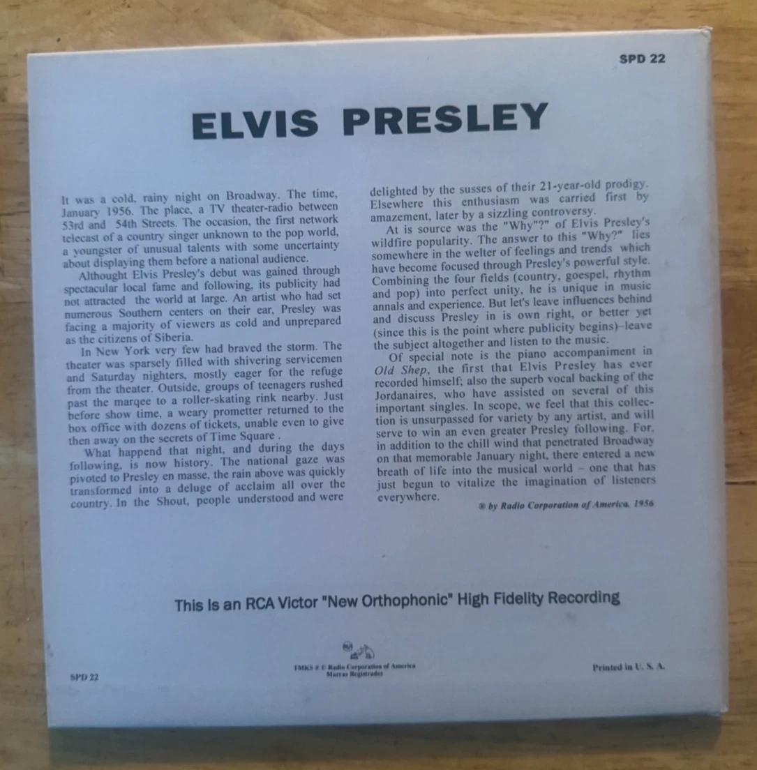 DOUBLE 45 EP ELVIS PRESLEY BLUE SUEDE SHOES RCA SPD 22
