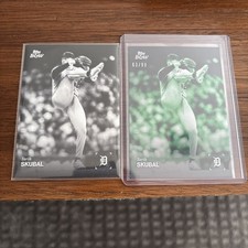2025 Topps Black & White #052 Tarik Skubal Green #/99 + Base
