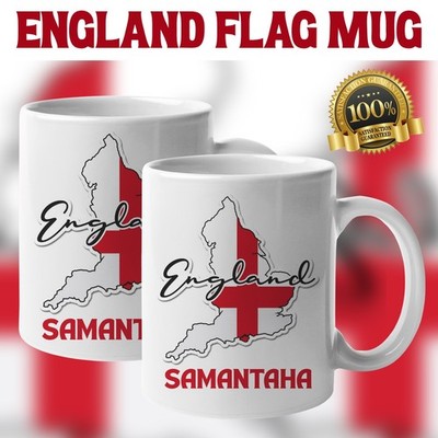 England Karte Tasse personalisiert 11 Unzen individueller Name St. Georges Flagge Geschenk
