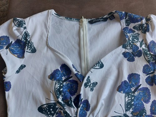 1950s Style Full Skirt Butterfly Print Midi Swing Dress Sz 14 Rockabilly Retro - Picture 6 of 11