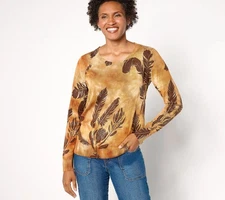 Women with Control Attitudes by Renee Printed Tie Dye Sweater with Overlay Print