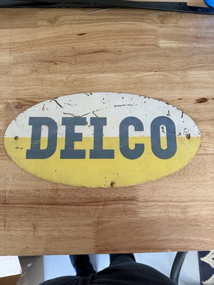 #ad DELCO Original 1950#x27;s 15.75quot;x8quot; Advertising Sign Gas Service Station Dealer🔥👀 $210.00