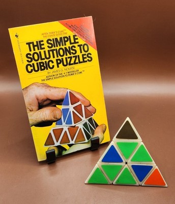 Vintage 1980s Pyraminx + Original 1981 Solution Book   Classic Rubik's Cube Era