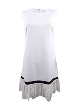Calvin Klein Women's Lace-Trim Sheath Dress (8, White/Black)