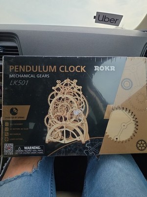 ROKR 3D Wooden Pendulum Clock Puzzle Mechanical Gears Build Toy LK501 NIB-sealed