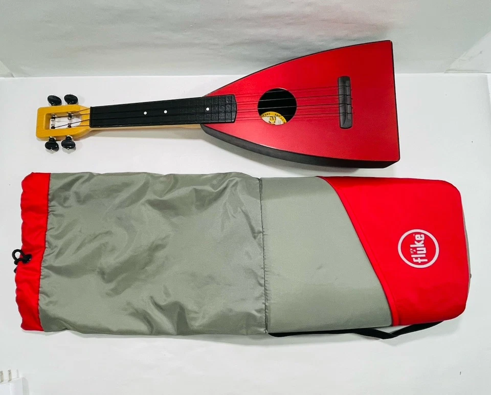Magic Fluke Company "It's A Fluke" Red FLUKE UKULELE UKE  M10 18850 w/ Case - Image 2 of 4