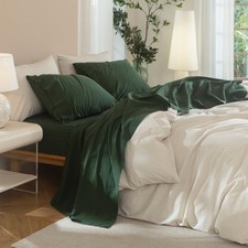 Queen Size Sheet Set, 4-Piece - 100 Washed Cotton, Linen-Like Soft Breatha...
