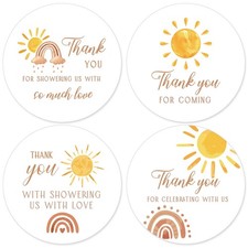 Tenceur 80 Pcs Sunshine Baby Shower Stickers 2 Inch First Trip Around the Sun Th