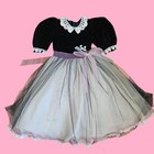 90s Girls Pageant Recital Party Dress Size 6 Tulle Skirt Velvet Black VTG USA