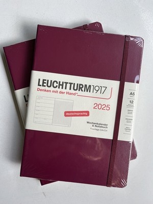 2 x LEUCHTTURM1917 370486 Wochenplaner mittel (A5) 2025, rot, deutsches Tagebuch