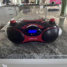 Craig CD6498N Mini Boombox CD-Radio-Aux-W/Cord-Red-2016-Tested, Works