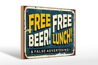 Holzschild Retro 30X20 Cm Free Beer Lunch Alkohol Holz Deko Schild Wooden Sign