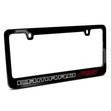 Chevrolet Camaro RS in Red Outline Black Metal License Plate Frame iPick Image