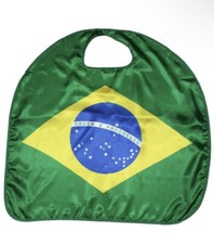 Brazil World Cup Soccer National Flag Satin Cape Unisex Kids Child Costume 3-8y