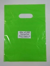 200 Qty. 9" x 12" Lime Glossy Low Density Merchandise Bag Retail Shopping Bags
