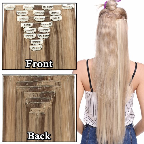 CLEARANCE Thick 8 Pieces/Set Clip In Hair Extensions Full Head Real as Human HYT - Picture 8 of 57