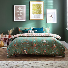 Image of Furn. Luna Wood Duvet Cover Set, Fern Green, Double Double, Green