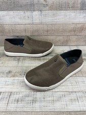 OluKai Kahu Maka Green Textile Rubber Sole Casual Loafers Kids Boys sz 3 / 35