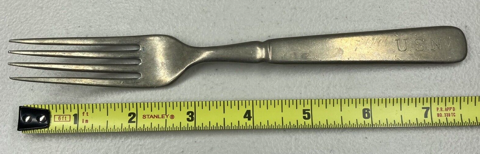 Lot Of 3 Marked USN US Navy Flatware 2 Forks & 1 Spoon Mixed Makers