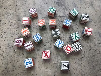 Vintage Lot Of 21 Plastic ABC Numbers Blocks - Light Duty Hollow - Fast Shipping
