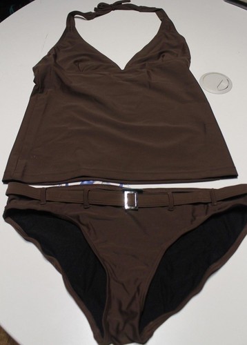 NEW HEAVEN CHOCOLATE BROWN TANKINI SWIM BIKINI TOP + BELTED BIKINI SET SIZE  10 | eBay