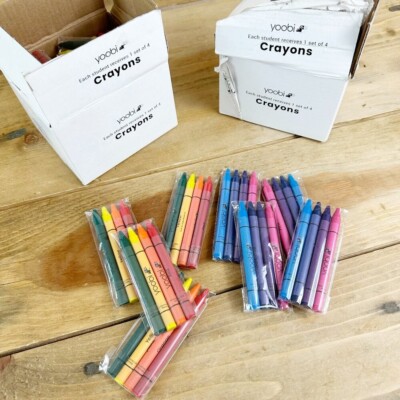 NIB Yoobi Crayons Bulk Students Classroom Teacher Colors 30 Sets 240 Crayons