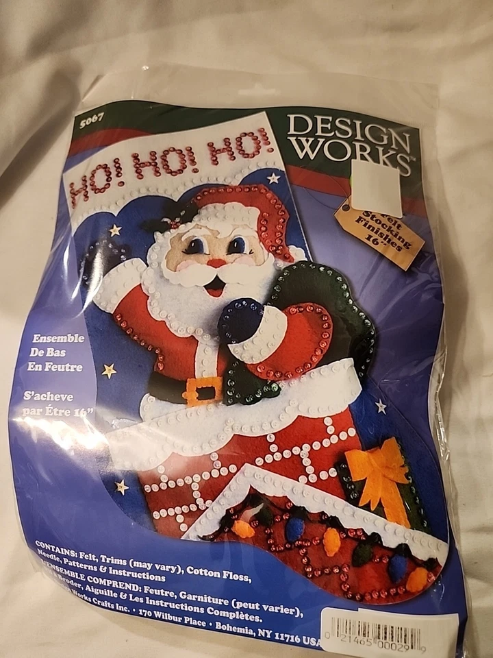 Design Works Christmas Felt Stocking Kit Santa on the Rooftop Kit 5067 NEW SEAL - Image 2 of 3