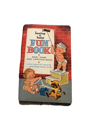 Having A Baby Fun Book Vintage 1950s Name Cartoon Pamphlet Crib Diaper Service
