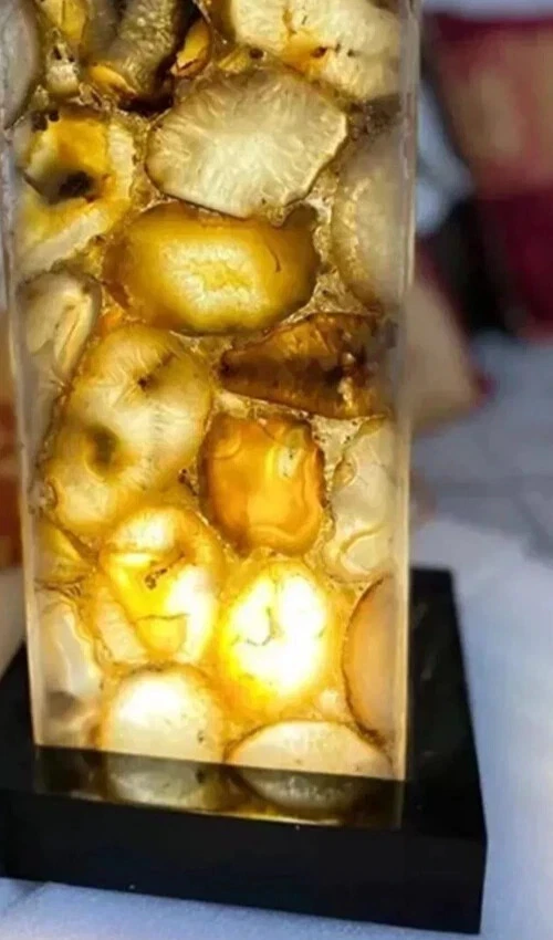 Lámpara de Piedra Geoda Ágata Amarilla 6"x6"x9", Regalos de Navidad Decoración Dormitorio Decoración Lámpara Foto 2 de 4