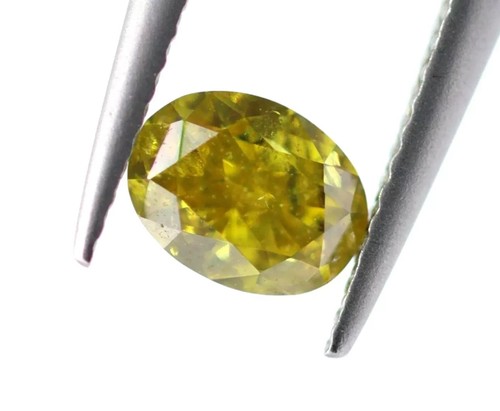 Natural Loose Diamond 0.28 Ct Oval Brilliant Cut Greenish Yellow Color Untreated - Picture 5 of 9
