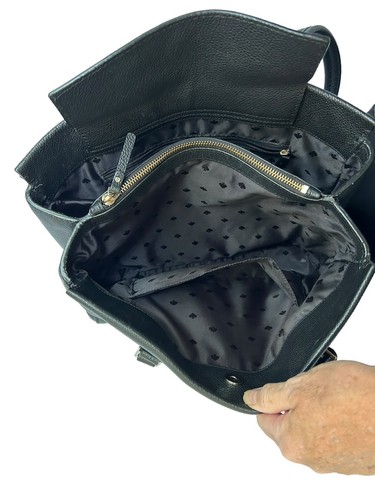 Kate Spade große Schultertasche aus genarbtem Leder - schwarz mit Quaste - Bild 16 von 17