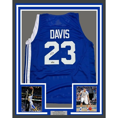 Framed Facsimile Autographed Anthony Davis 35x39 Kentucky Blue Reprint Jersey - Image 1 of 2