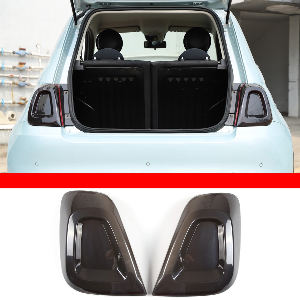 ABS Carbon Faser/Schwarz Hinten Rücklicht Abckung korative Aufkleber Für Fiat 500 Abarth 595 695 2016-2024 Auto Außen Zubehör  34