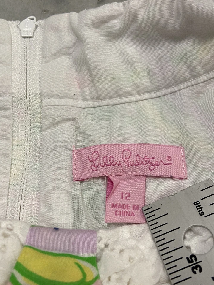 Платье Lilly Pulitzer для девочек размер 12 Зеленый розовый обезьяна слон кружева пейсли Хенли - Изображение 2 из 4