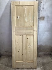 29 3/4"X76 1/2" 1930s Internal Stripped Pine Three Panel Door 1over2 Reclaimed