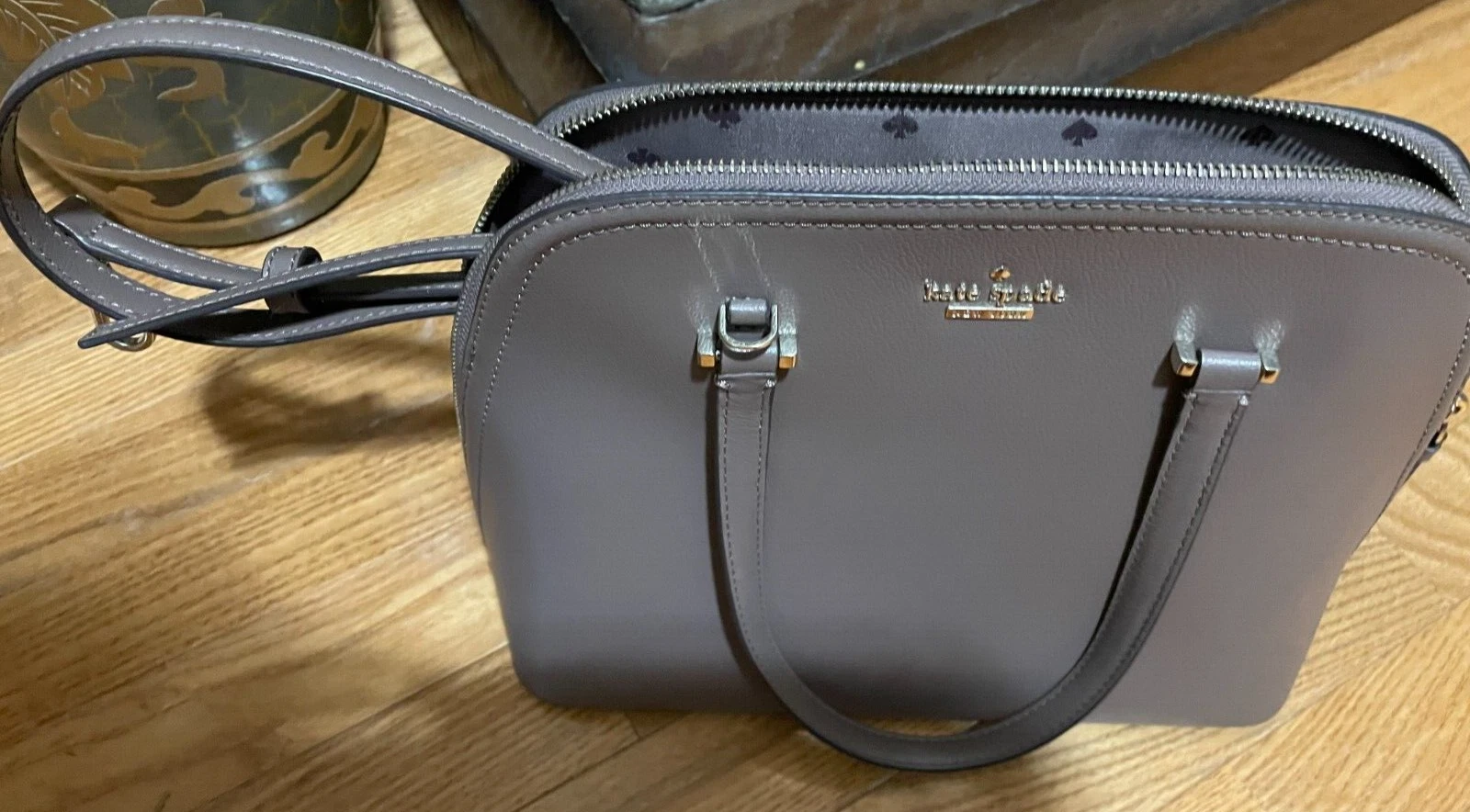 Borsa a tracolla Kate Spade media marrone cupola borsa da donna nuova senza etichette