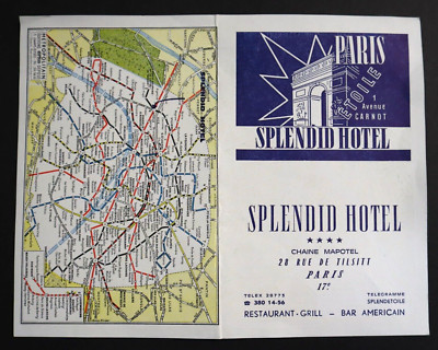 Splendid Hotel Etoile Paris France Vtg 1957 Advertising Pamphlet Maps Ephemera