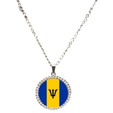 Barbados Silver Colour Necklace With Diamante Pendant And Gift Box