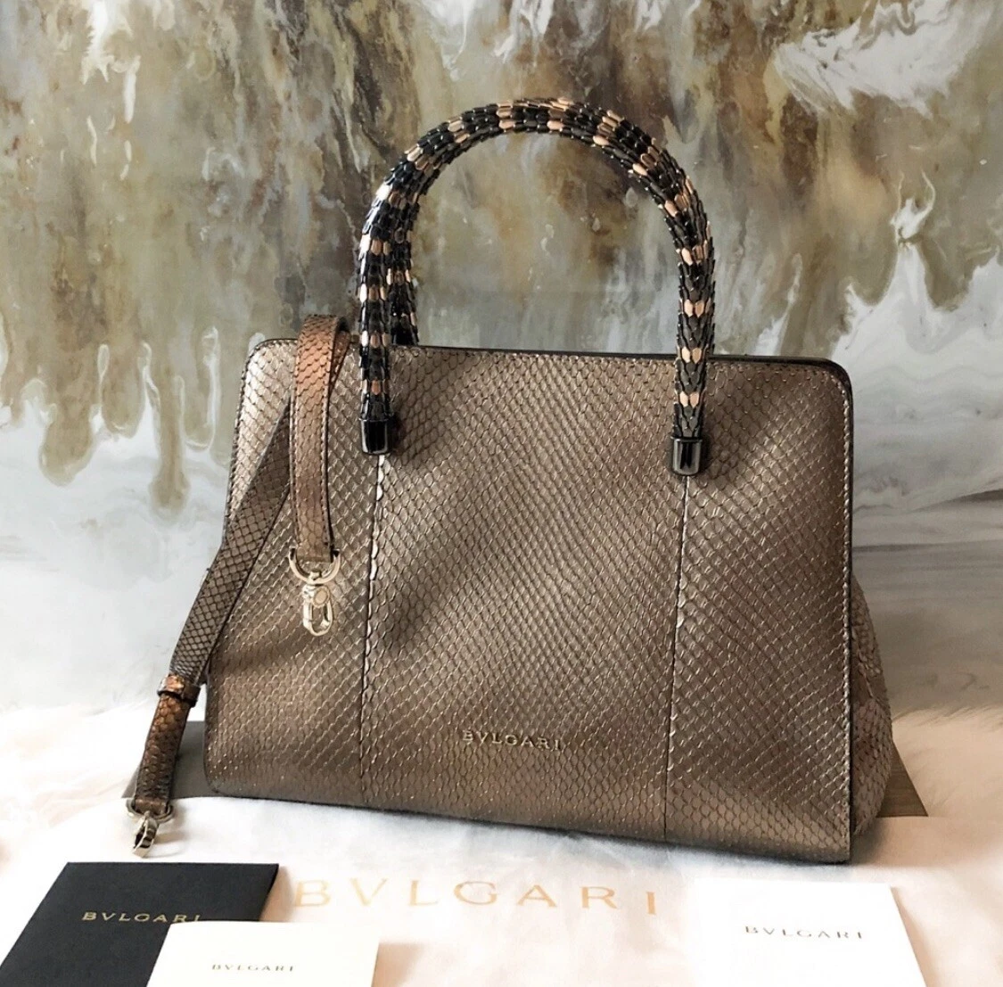 Bulgari, Bags, Extra Large Bulgari Bvlgari Grey Black Canvas Bag