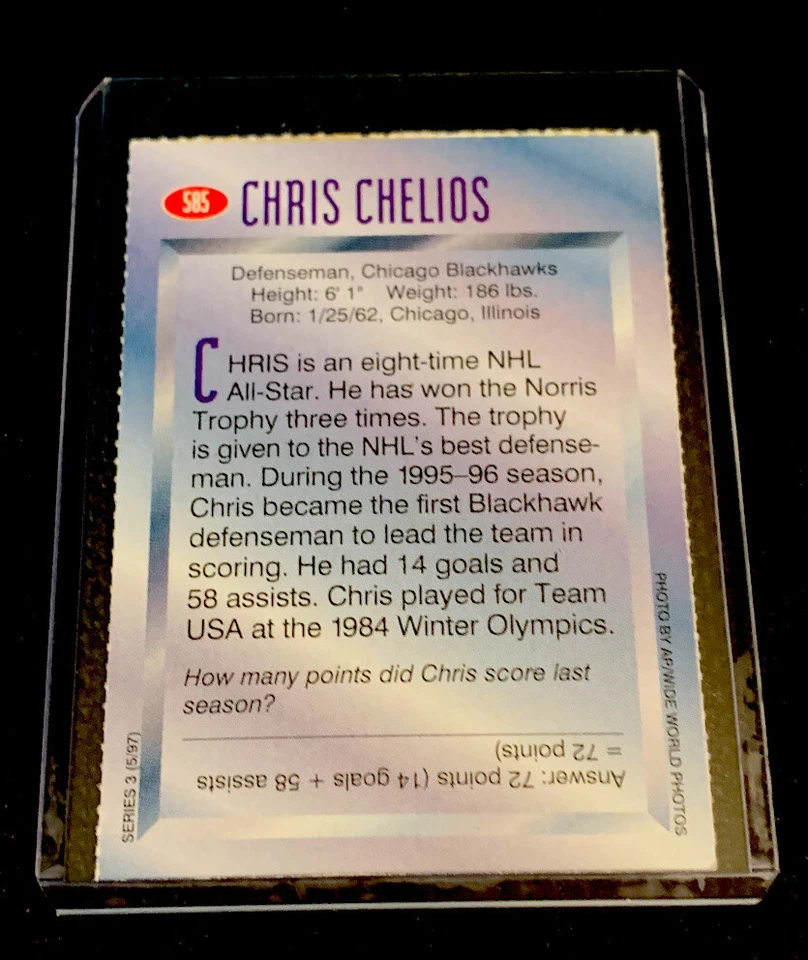 Chris Chelios Rare Sports Illustrated SI For Kids Chicago Blackhawks 1997 NM+ - Image 2 of 2