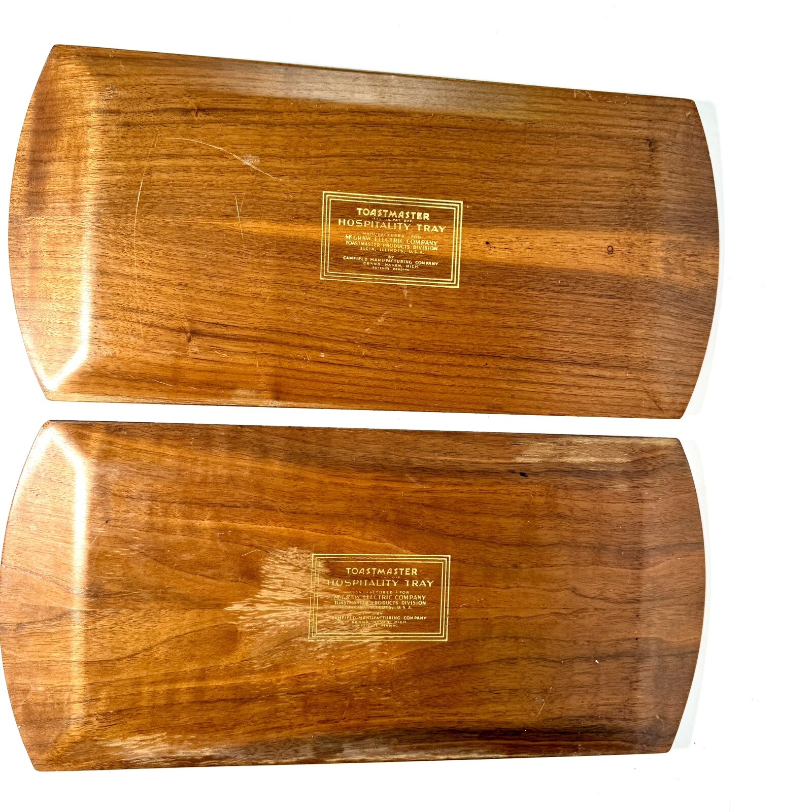 MCM Teak Toastmaster Hospitality Wood Trays Pair 16” X 7.5” McGraw Electric Co