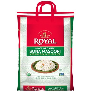 Royal Organic Sona Moasoori Medium Grain White Rice, 20 lbs