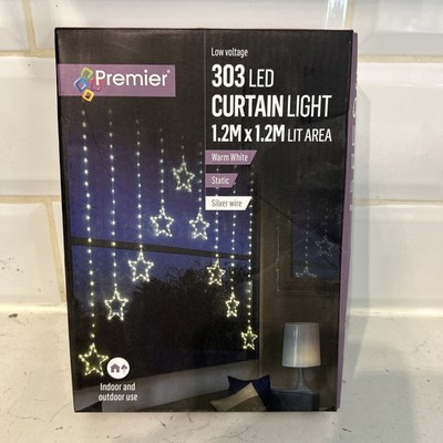 LED Stern Lichtvorhang warmweiß Premier Weihnachten Fenster Netz Licht 1,2 m x 1,2 m