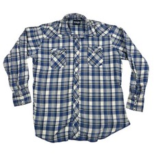 Wrangler Shirt Mens Medium Plaid Pearl Snap Western Cowboy Flannel Rodeo